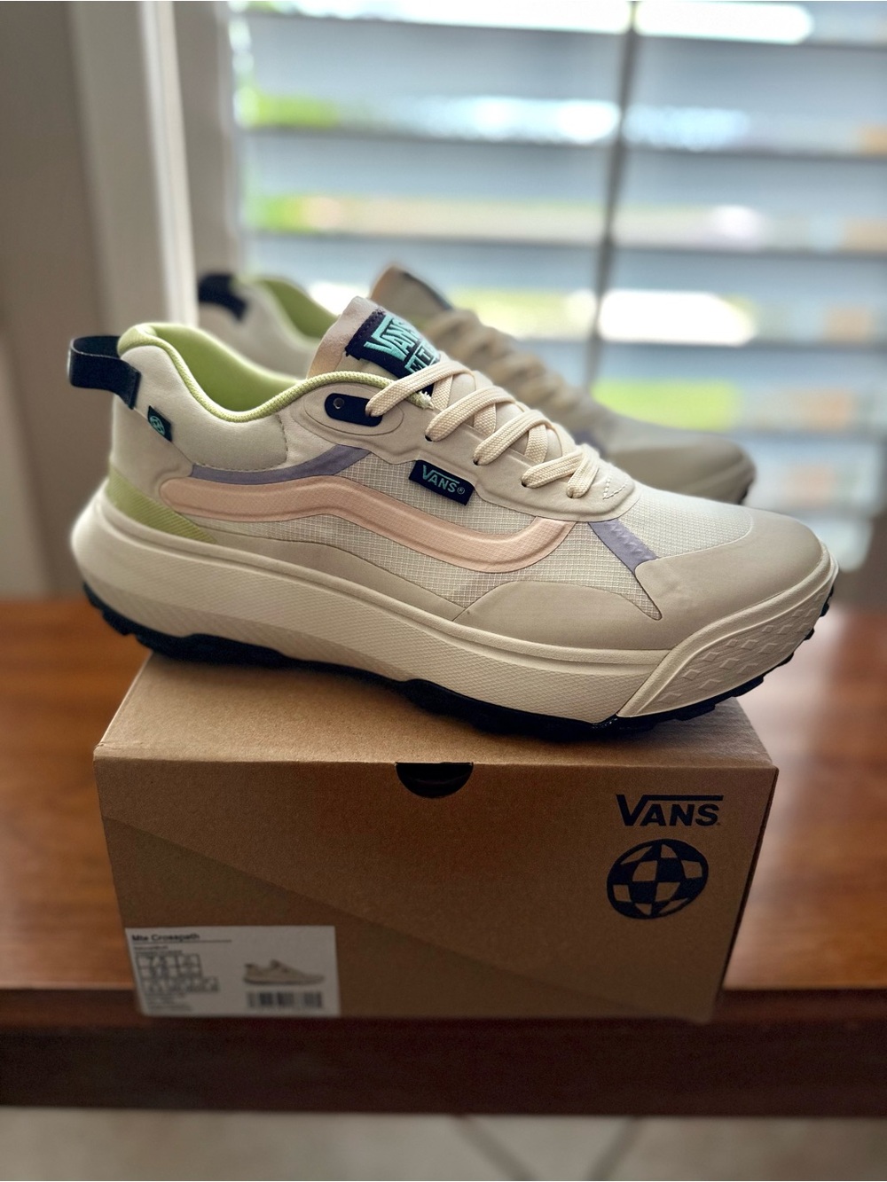 Vans Cream Platform Sneakers with Pastel Pink, Lavender & Lime Accents